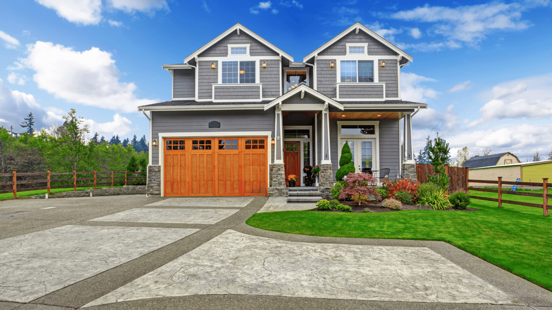 front yard driveway grass